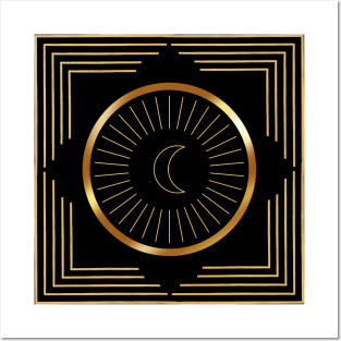 Mystic Golden Moon Circle Posters and Art